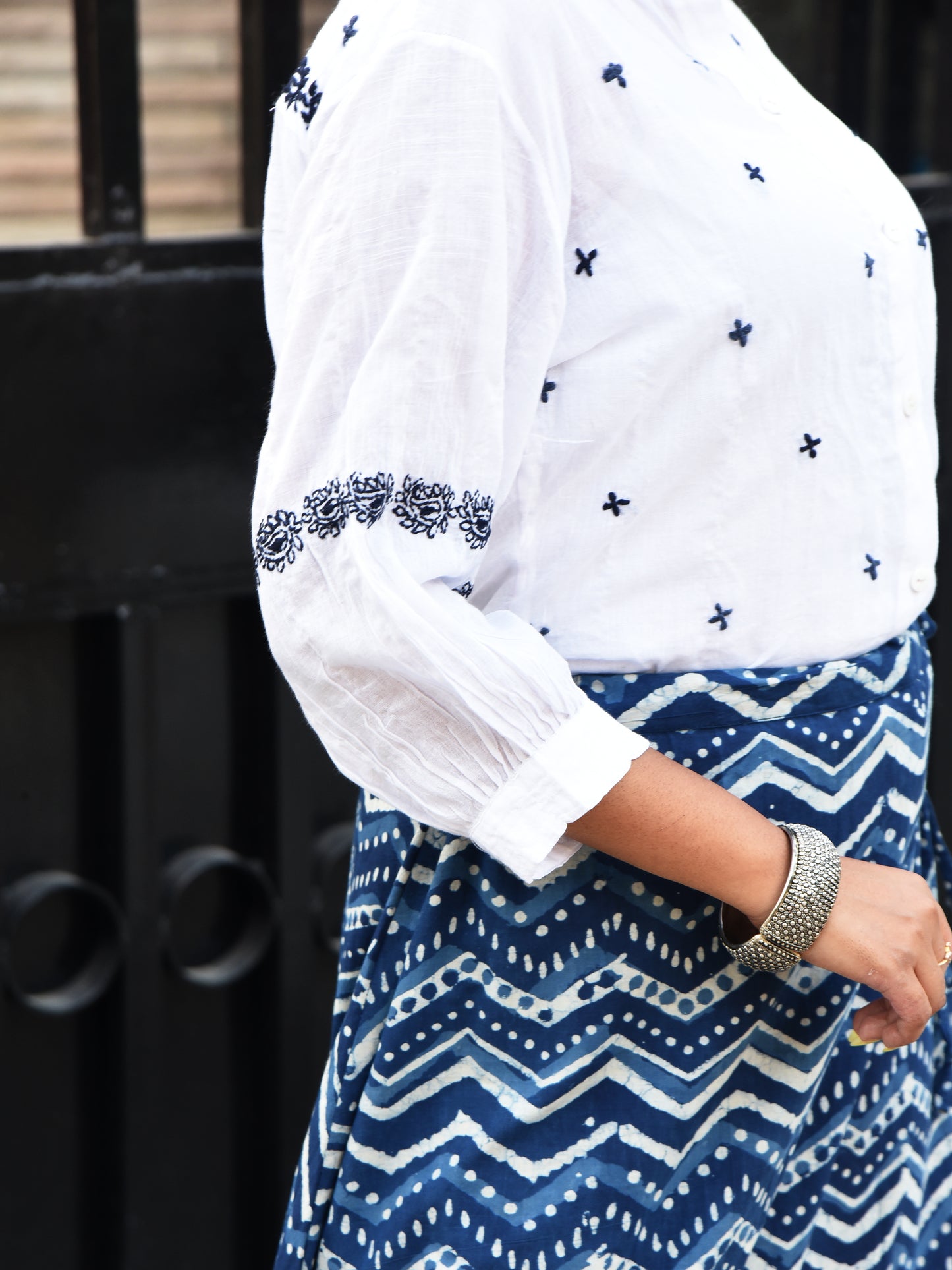 'Mode Indigo' Jaipuri-Chikankari Fusion Co-ord Set