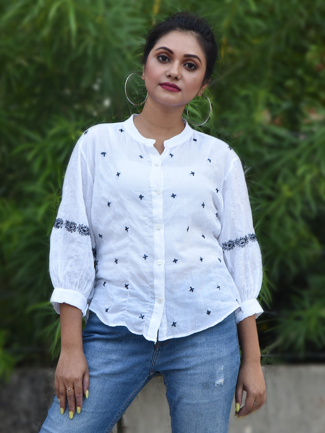 'A SUMMER BREEZE' White Mulmul Chikankari Shirt
