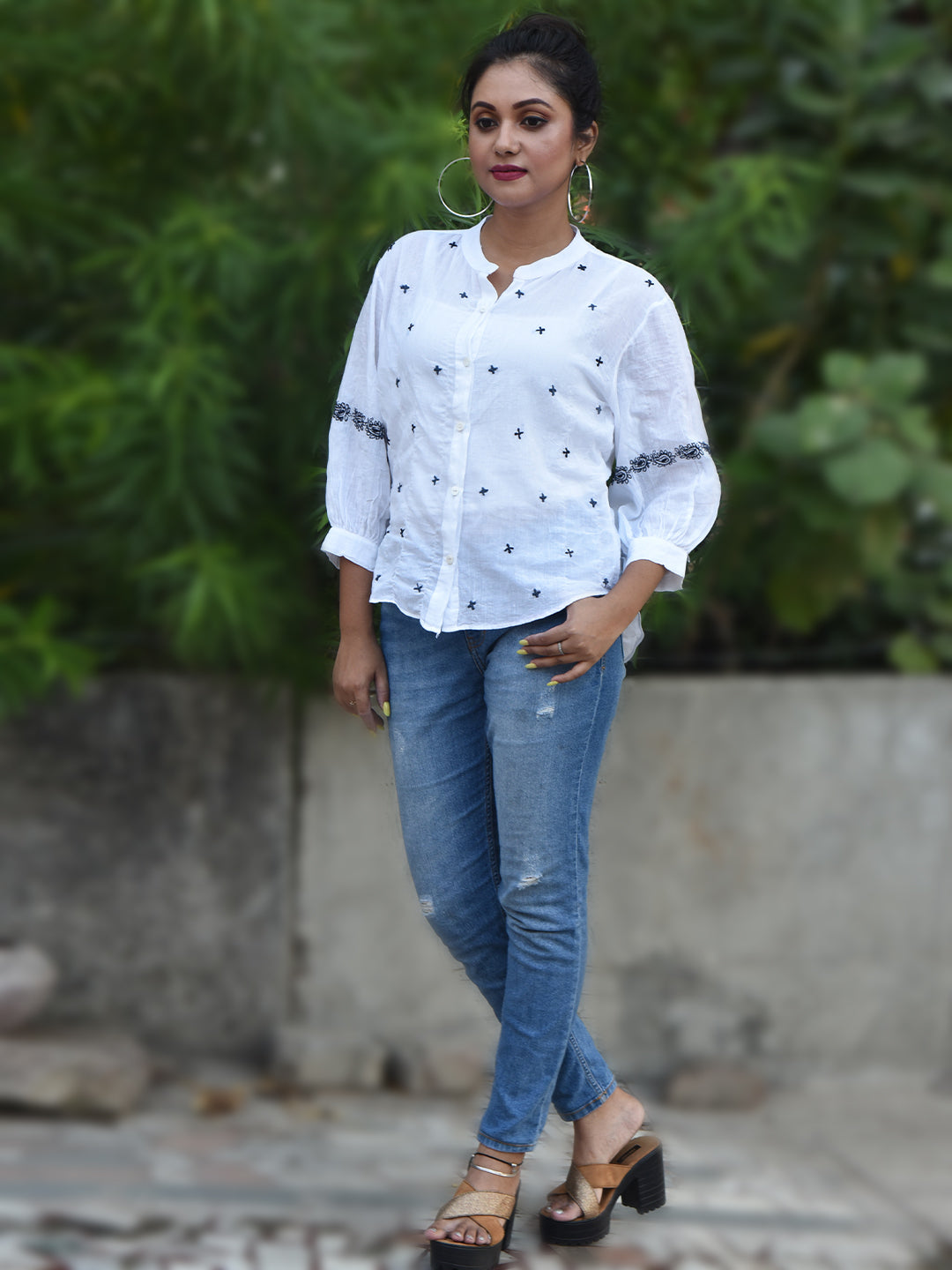'A SUMMER BREEZE' White Mulmul Chikankari Shirt