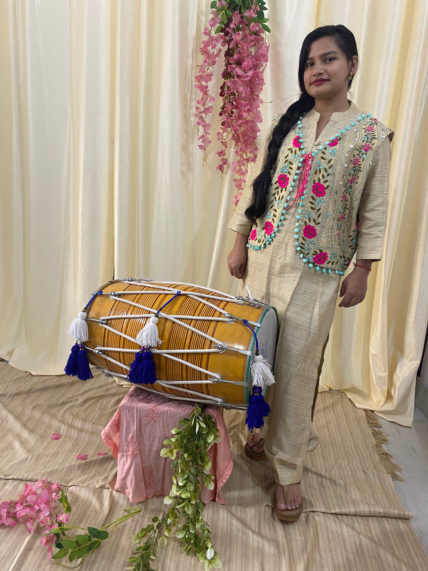 Vibrant Multicolor Phulkari Hand embroidery Festive Koti - Large size