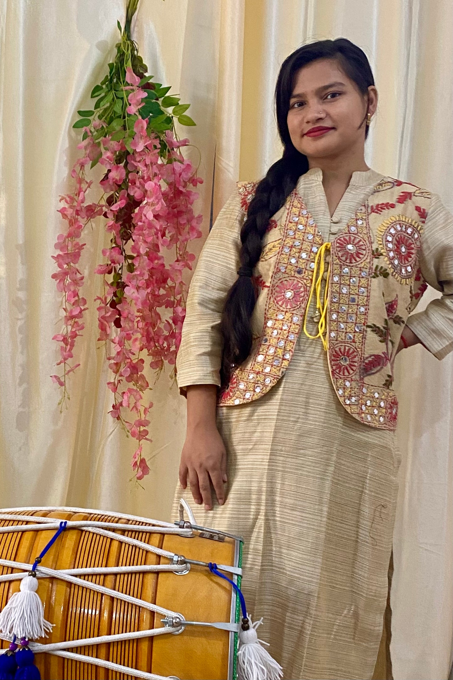 Vibrant Multicolor Phulkari Hand embroidery Festive Koti - Large size