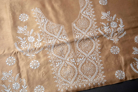 Light Bronze Chanderi Chikankari Unstitched suit set