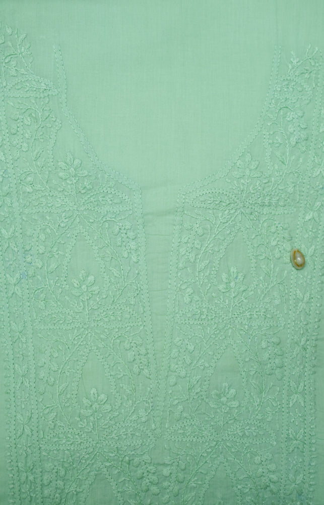 Pastel Green Mul Cotton Unstitched Chikankari Suit set