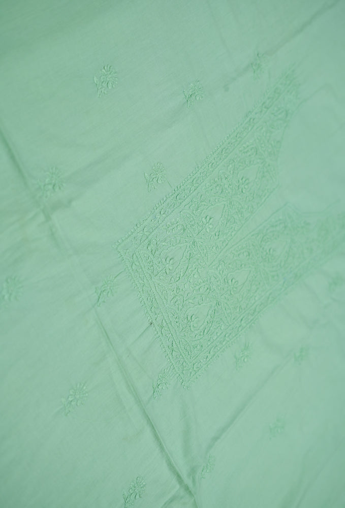 Pastel Green Mul Cotton Unstitched Chikankari Suit set