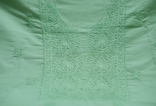 Pastel Green Mul Cotton Unstitched Chikankari Suit set