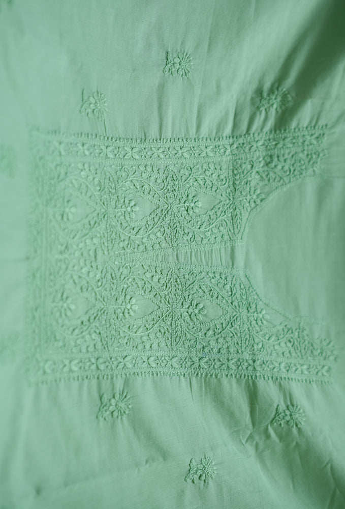 Pastel Green Mul Cotton Unstitched Chikankari Suit set