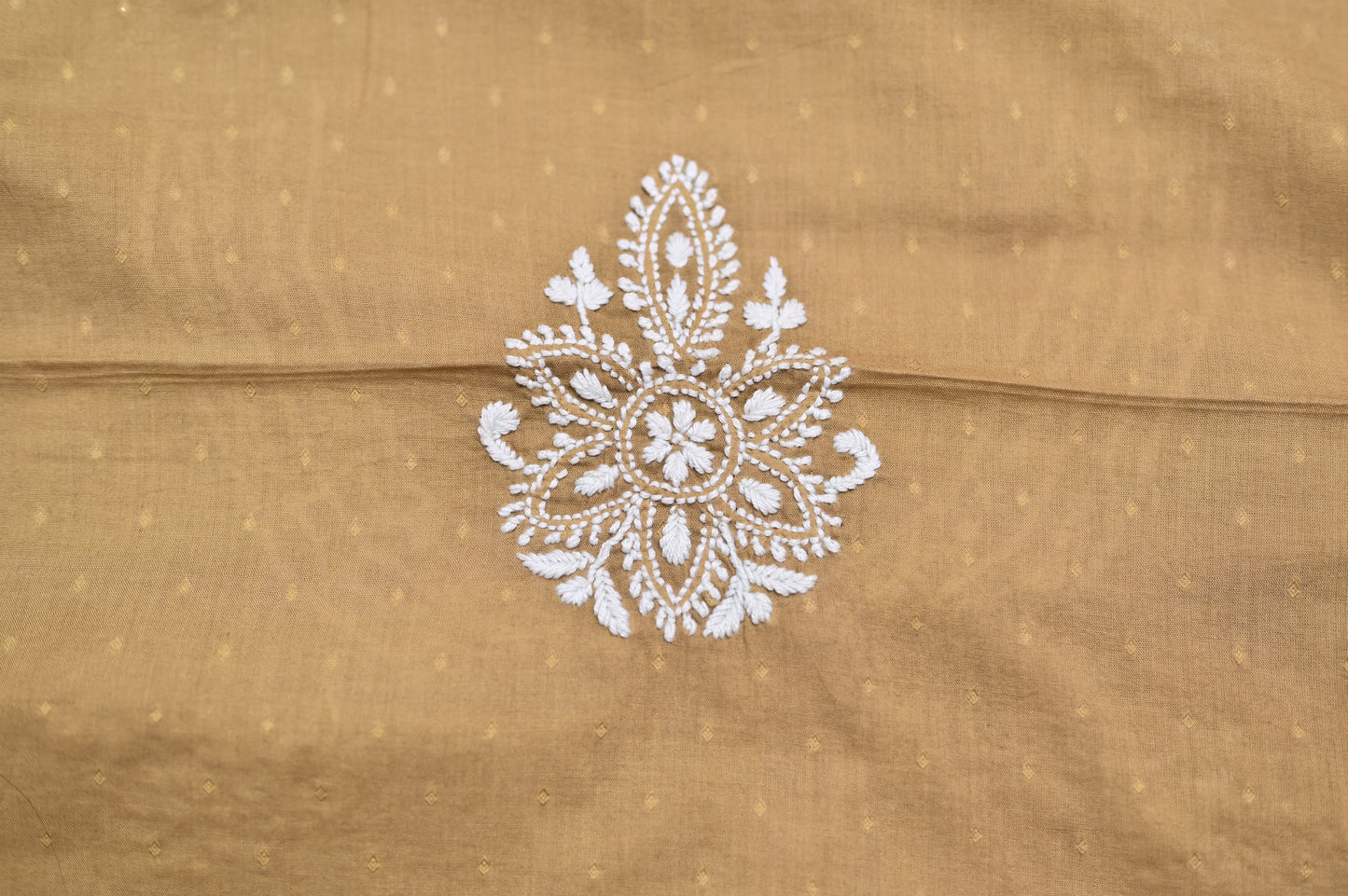 'Desert Gold' Mul Cotton Unstitched Chikankari Dress material