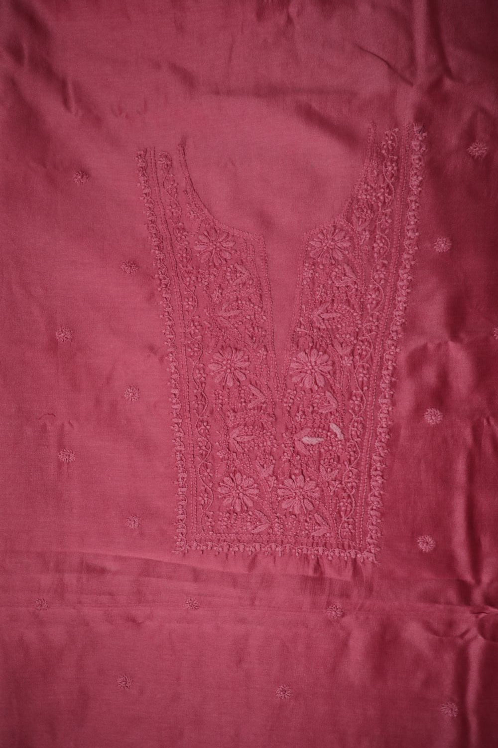 Mauve Pink Chanderi Unstitched Chikankari Suit Set