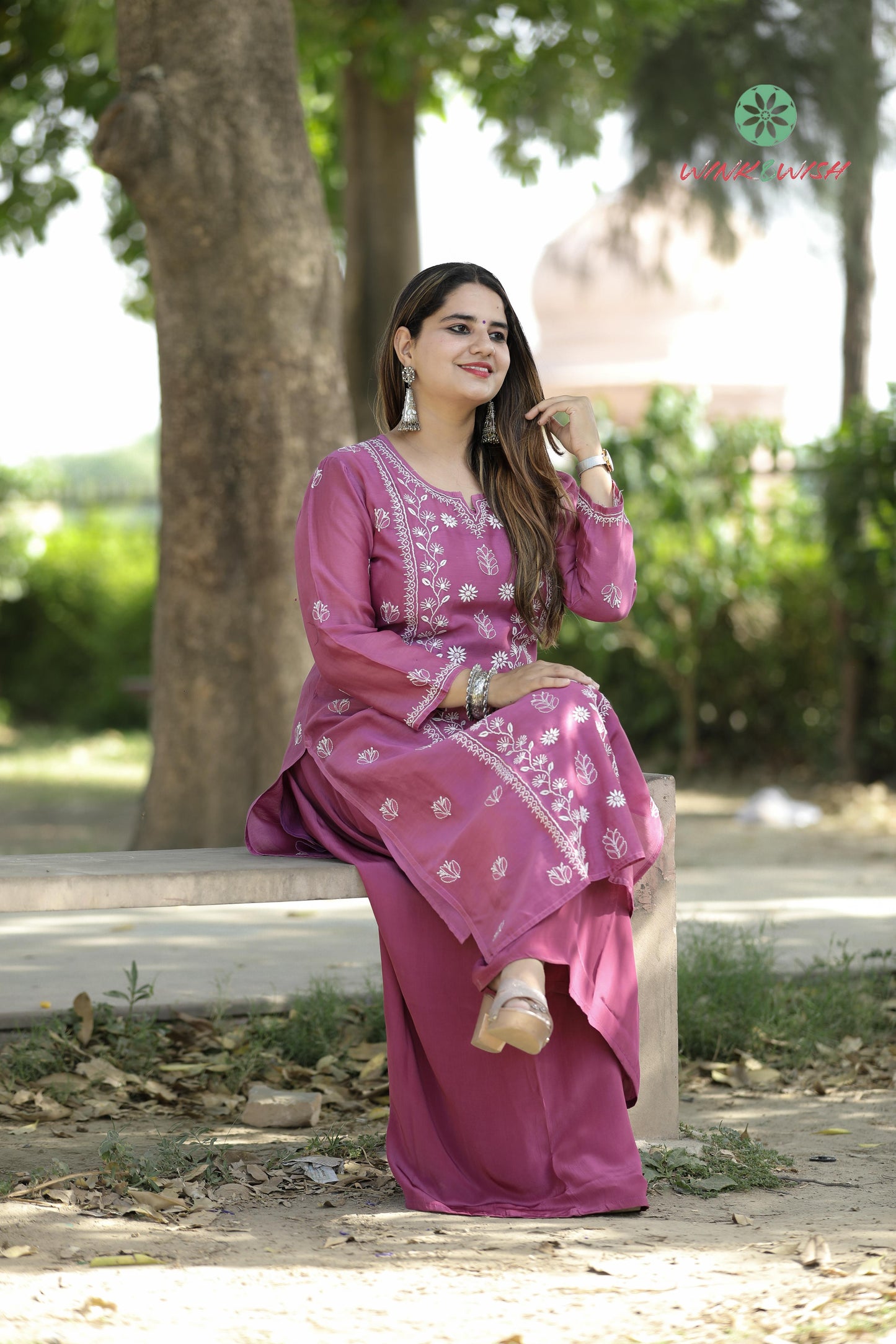 'The Royal Lavender' Mul-chanderi Chikankari Kurti