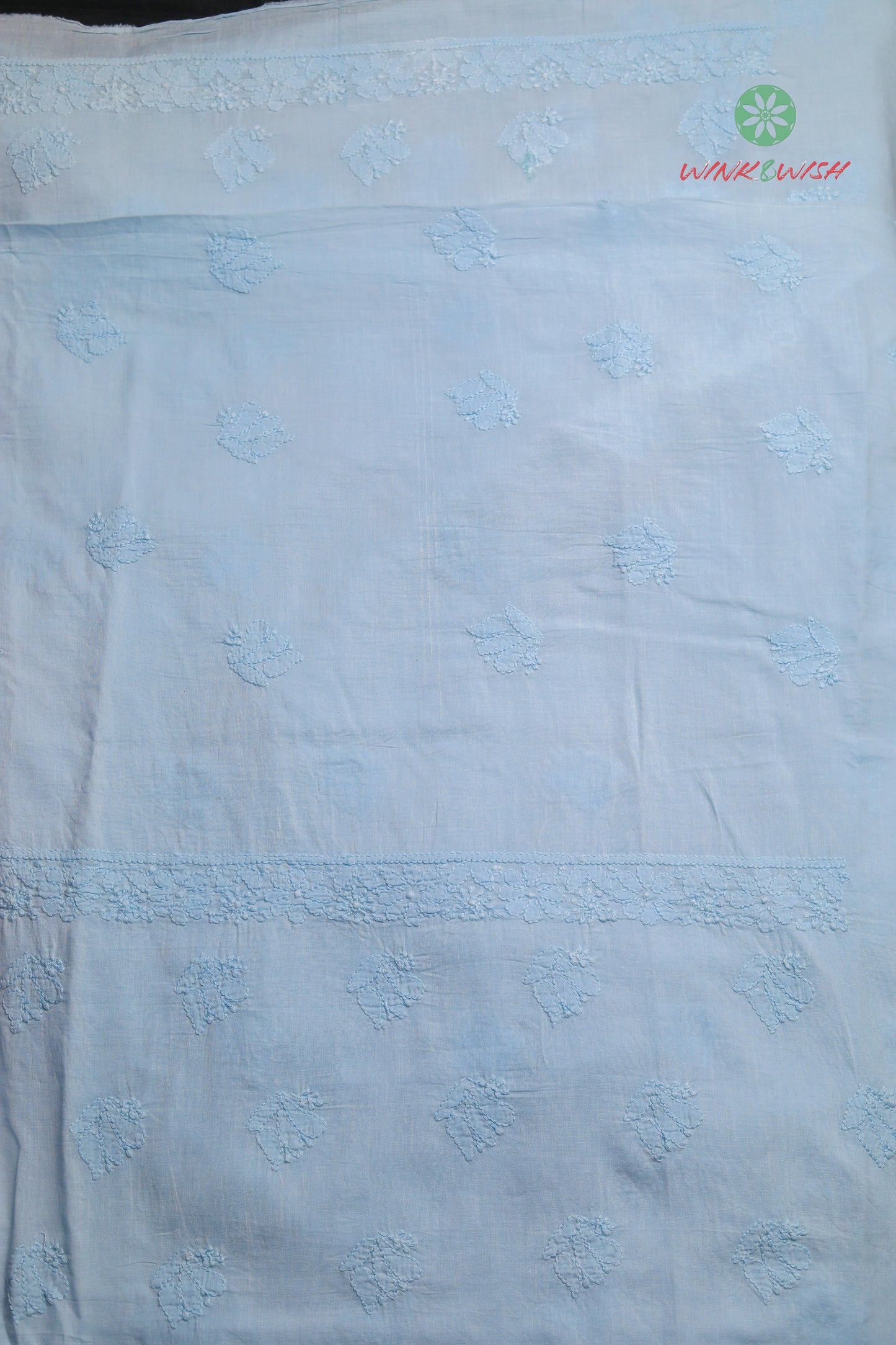 Light Blue Mul Cotton Unstitched Chikankari Suit set