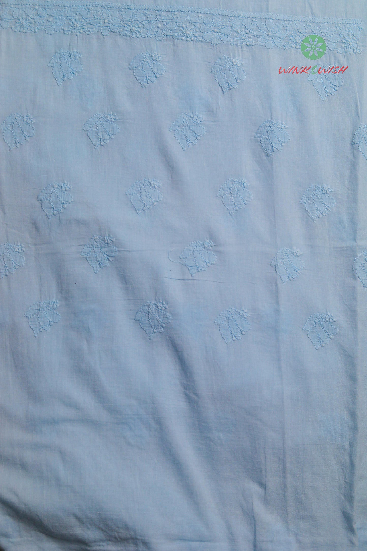 Light Blue Mul Cotton Unstitched Chikankari Suit set