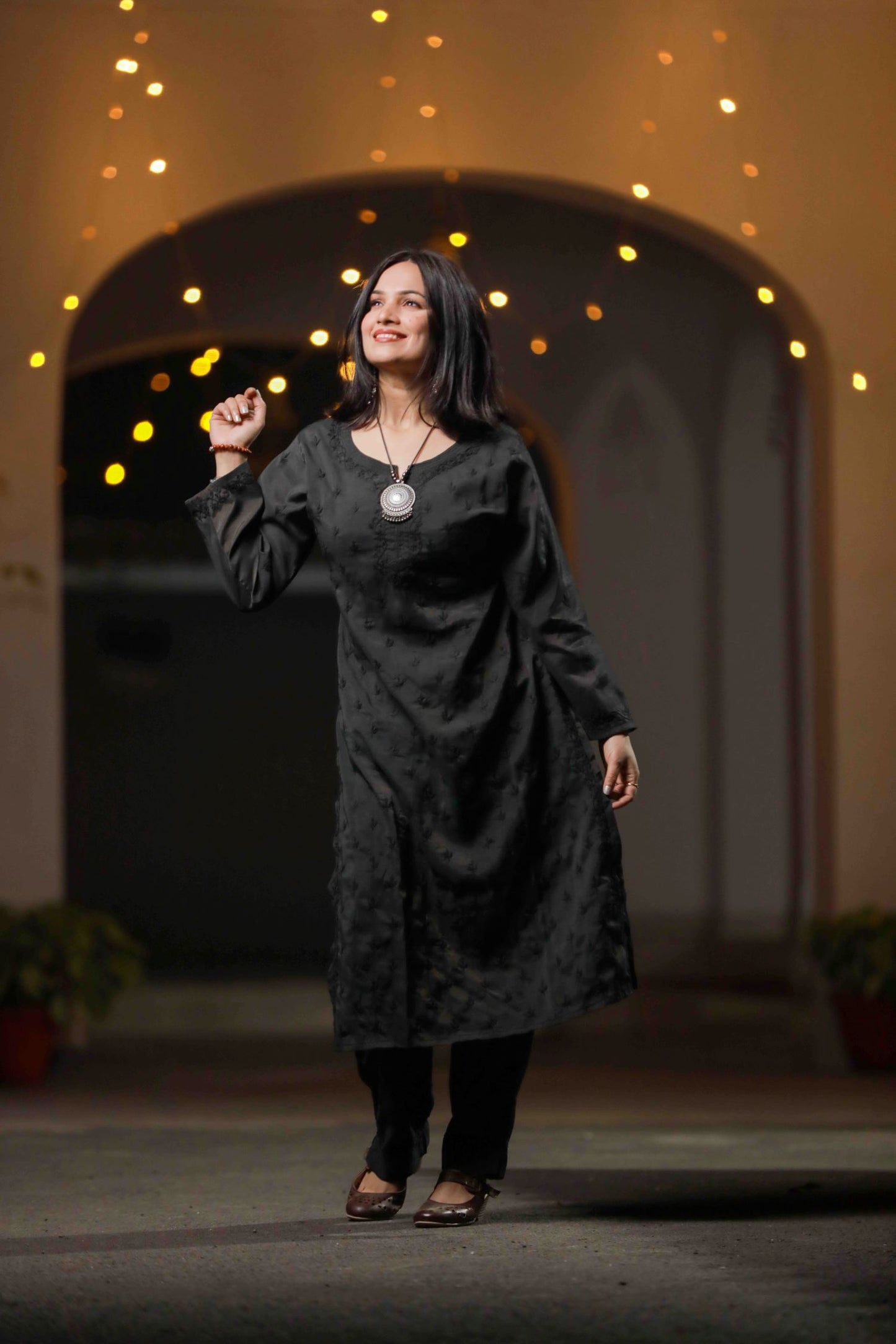 'A Dancing Night' Pure Crepe Elegant Chikankari Kurta Pant set