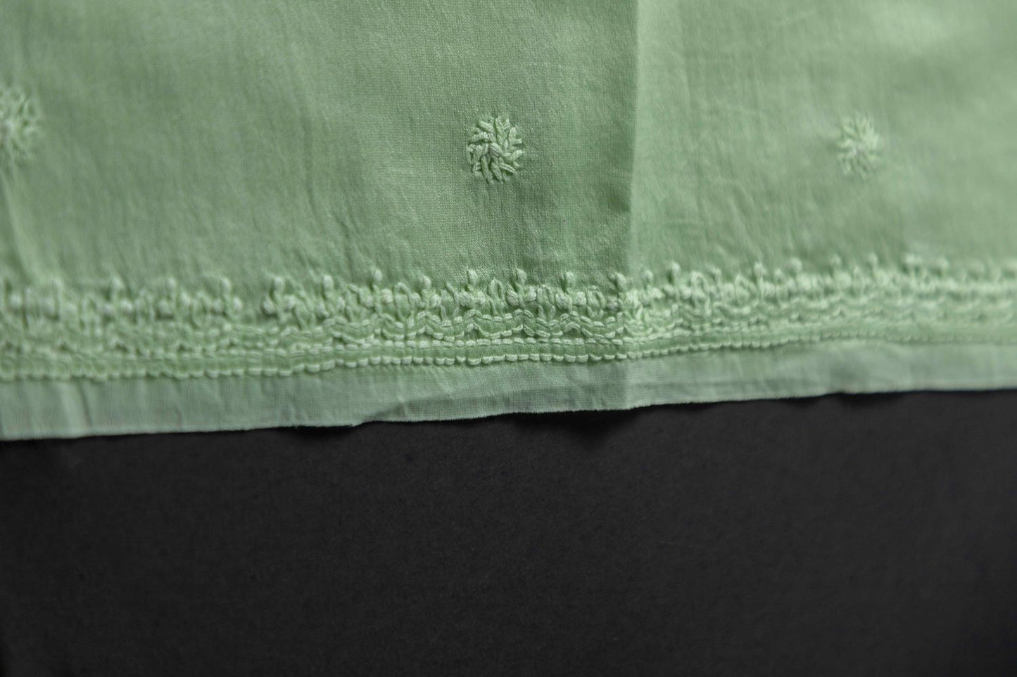 Mint Green Chanderi Unstitched Chikankari Suit Set
