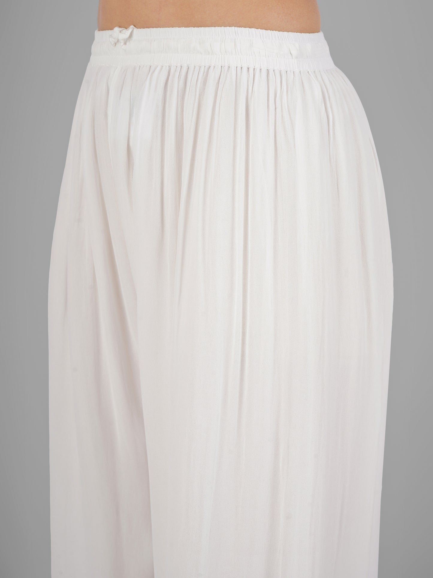 Pure Georgette Dyeable Straight White Chikankari Palazzo