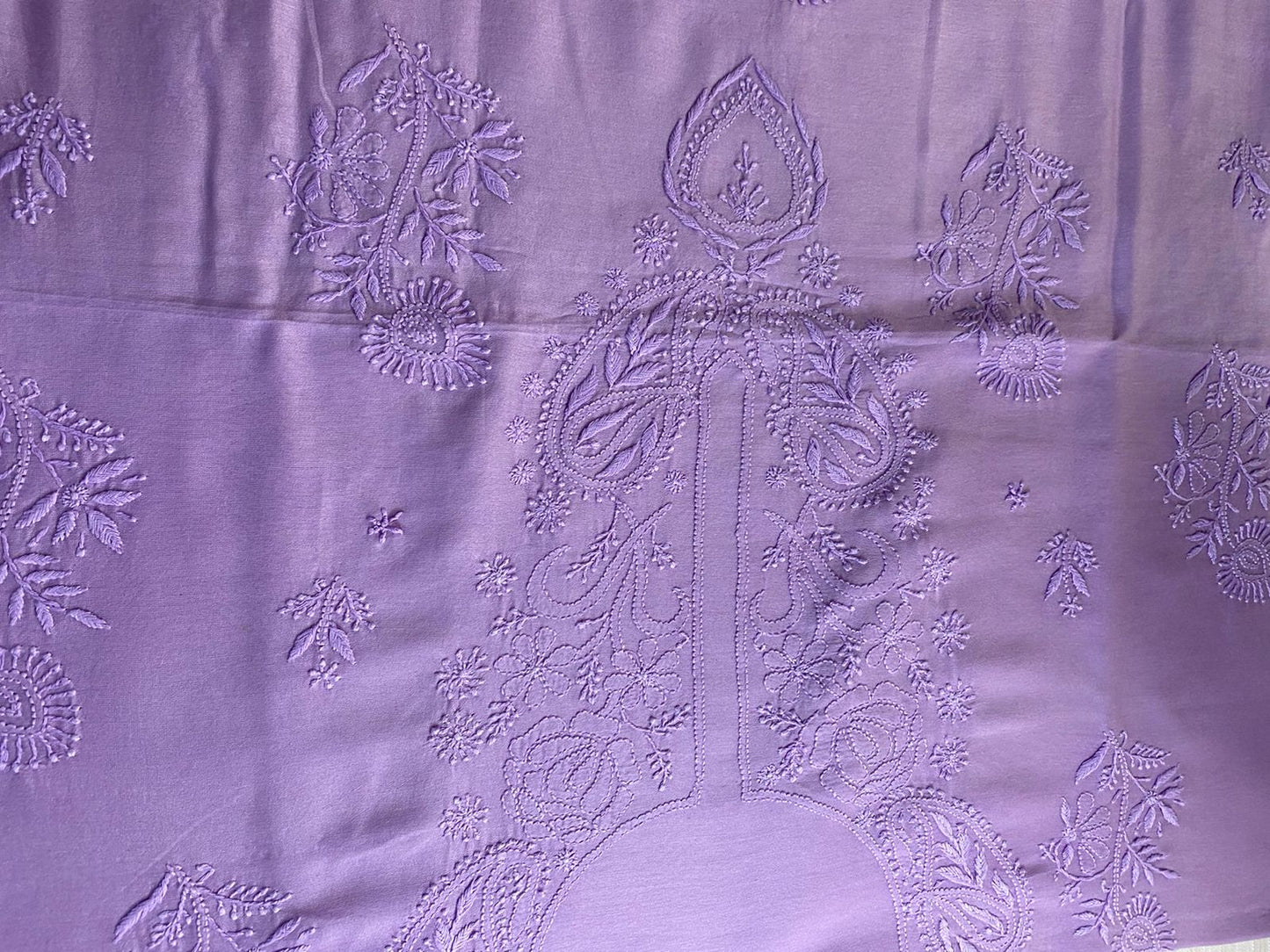 Lilac Chanderi Chikankari Unstitched suit set