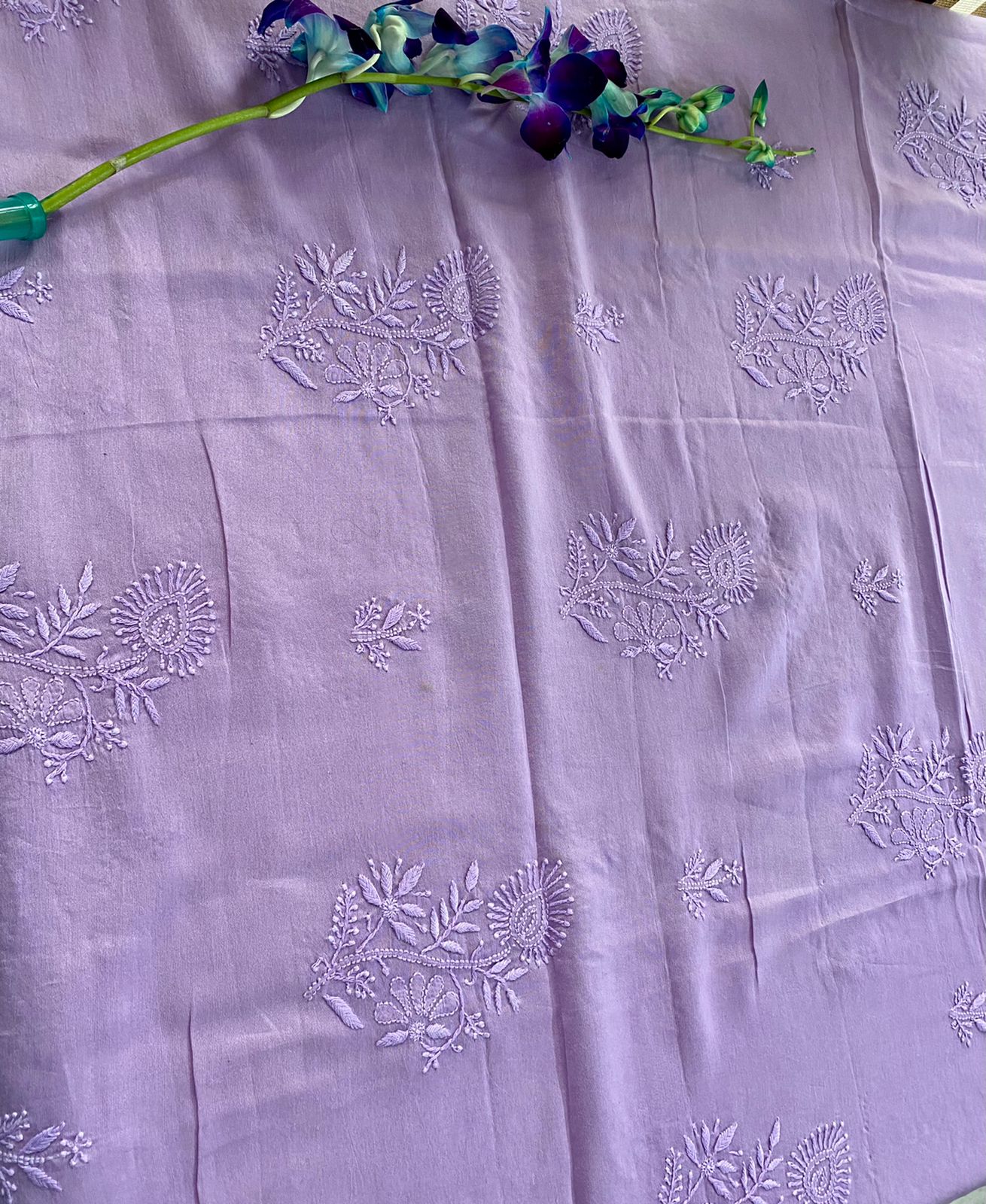Lilac Chanderi Chikankari Unstitched suit set