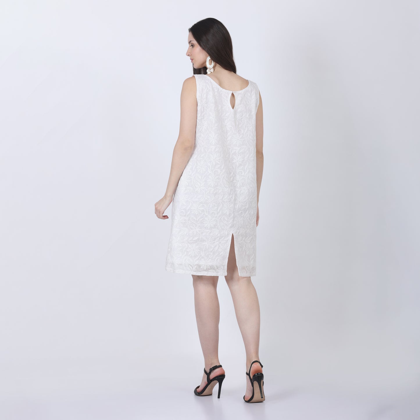 White Designer Chikankari Shift Dress