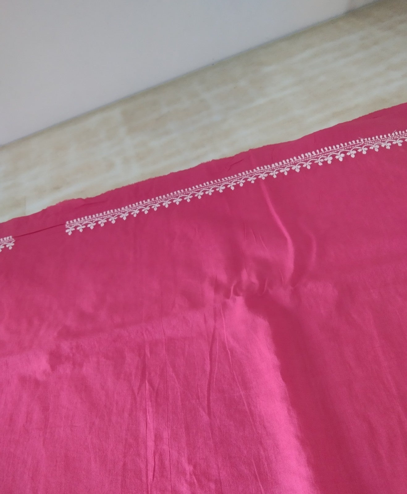 Chikankari and Tie-Dye Pink Mul Cotton Unstitched Suit set