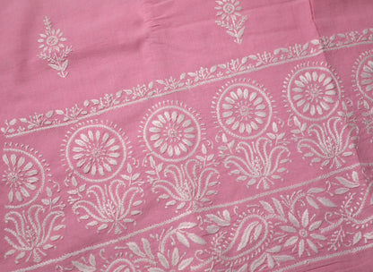 Khadi Pink South Cotton Unstitched Chikankari Kurta Pant Set