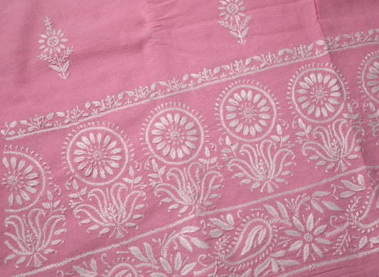 Khadi Pink South Cotton Unstitched Chikankari Kurta Pant Set