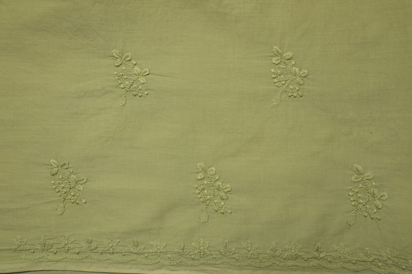 Soothing Green Cotton Unstitched Chikankari Kurta fabric