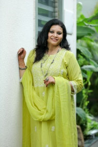 Golden Lemongrass Cotton Unstitched Chikankari Kurta Pant Set