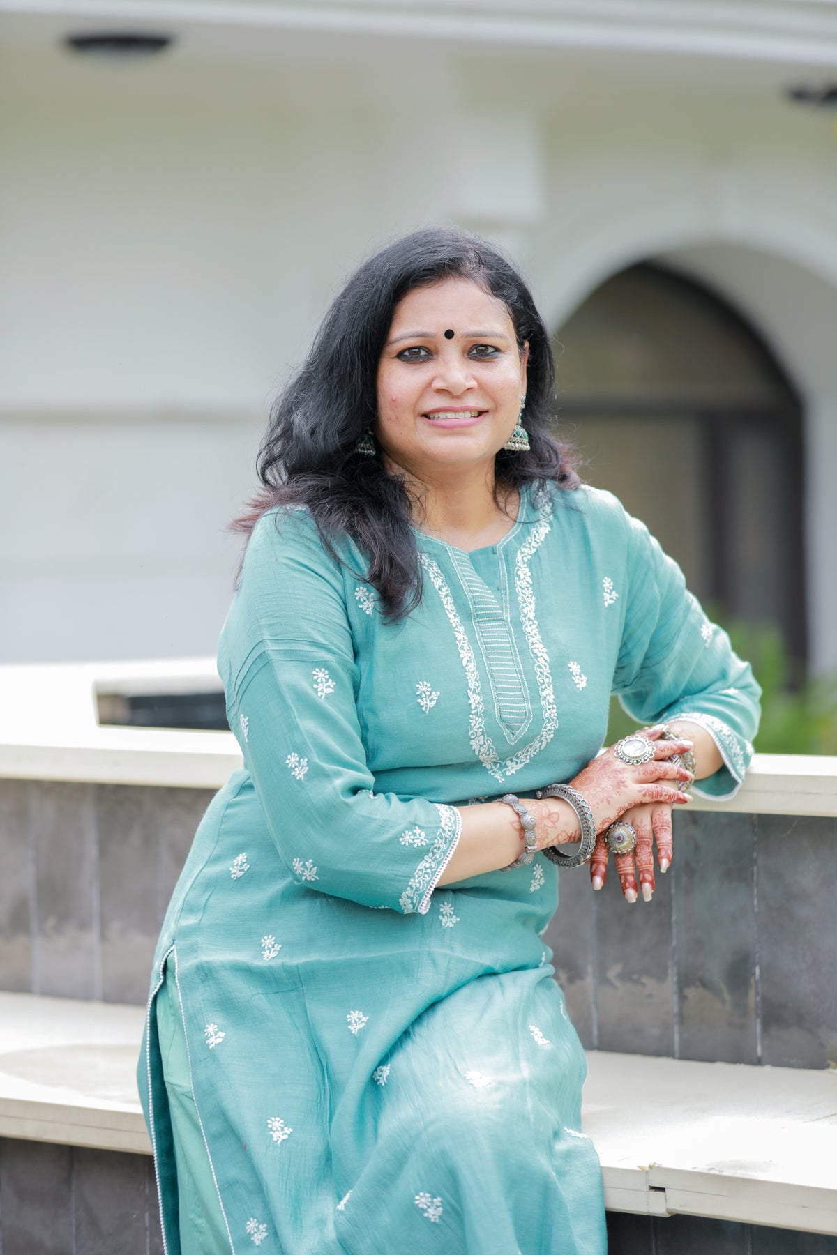 'Ocean Whisper' Mul Chanderi Chikankari Unstitched Kurta