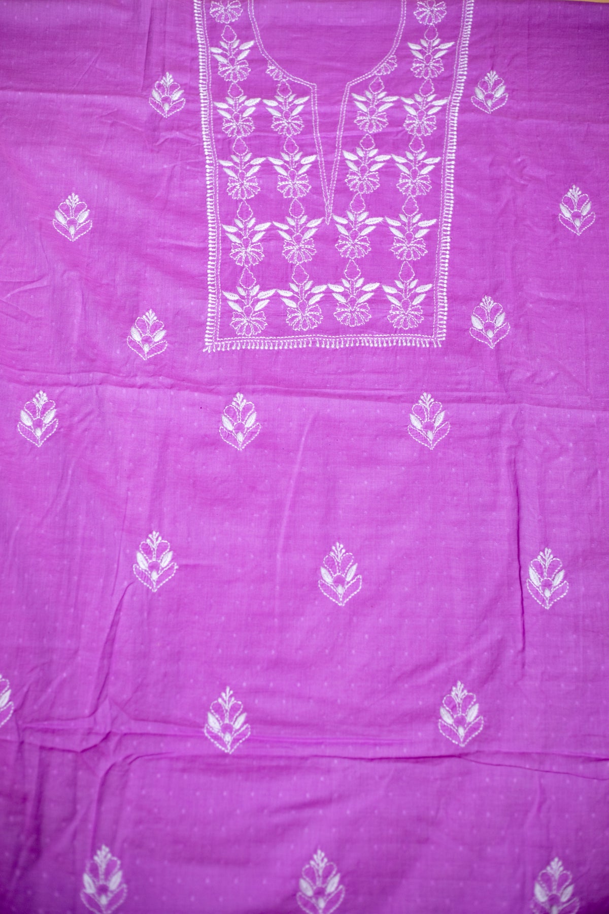 Elegant Lavender Purple Dobby Soft Cotton Chikankari Unstitched Kurta
