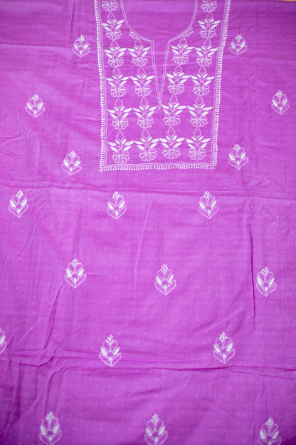 Elegant Lavender Purple Dobby Soft Cotton Chikankari Unstitched Kurta