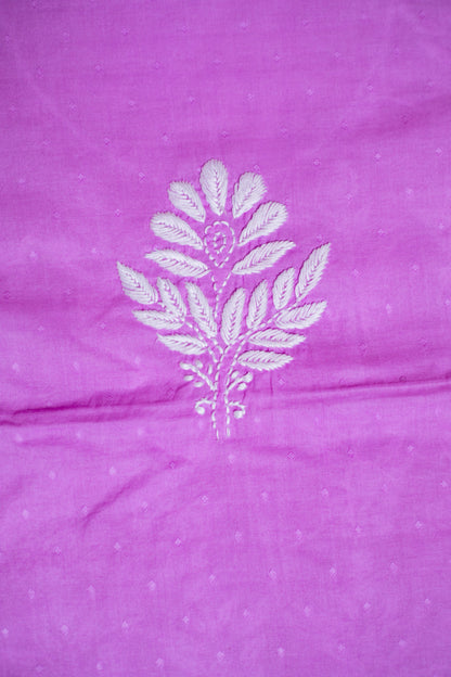 Elegant Lavender Purple Dobby Soft Cotton Chikankari Unstitched Kurta
