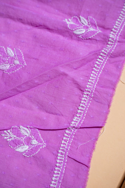 Elegant Lavender Purple Dobby Soft Cotton Chikankari Unstitched Kurta