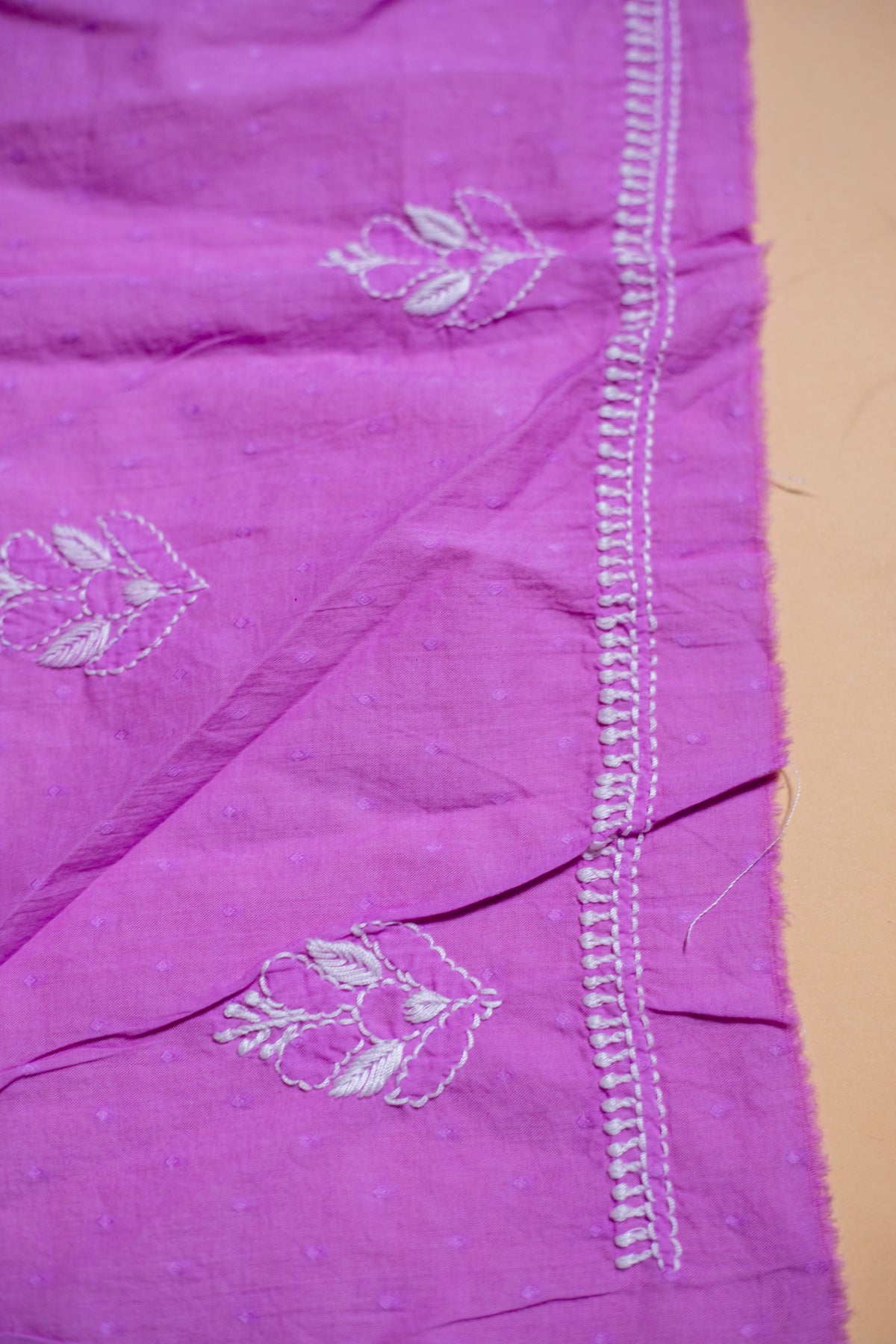 Elegant Lavender Purple Dobby Soft Cotton Chikankari Unstitched Kurta