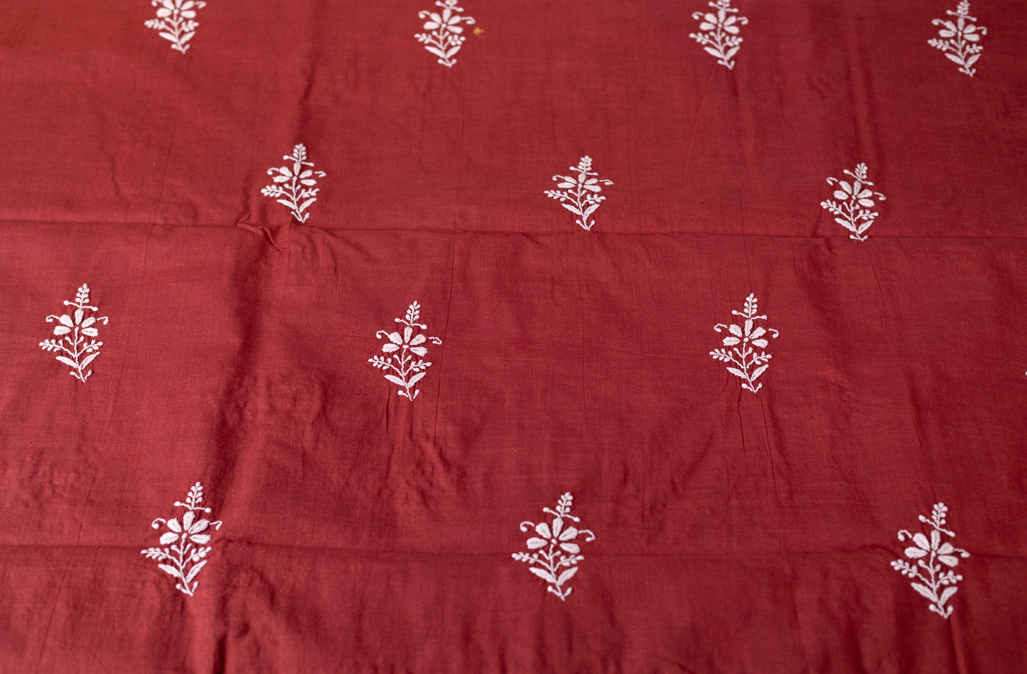 V Neck Rust Red Chikankari Dress material