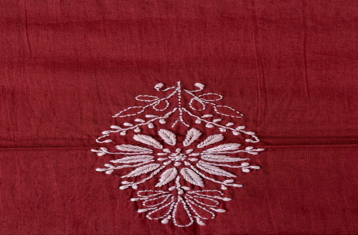 V Neck Rust Red Chikankari Dress material