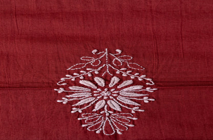 V Neck Rust Red Chikankari Dress material
