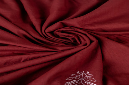 V Neck Rust Red Chikankari Dress material