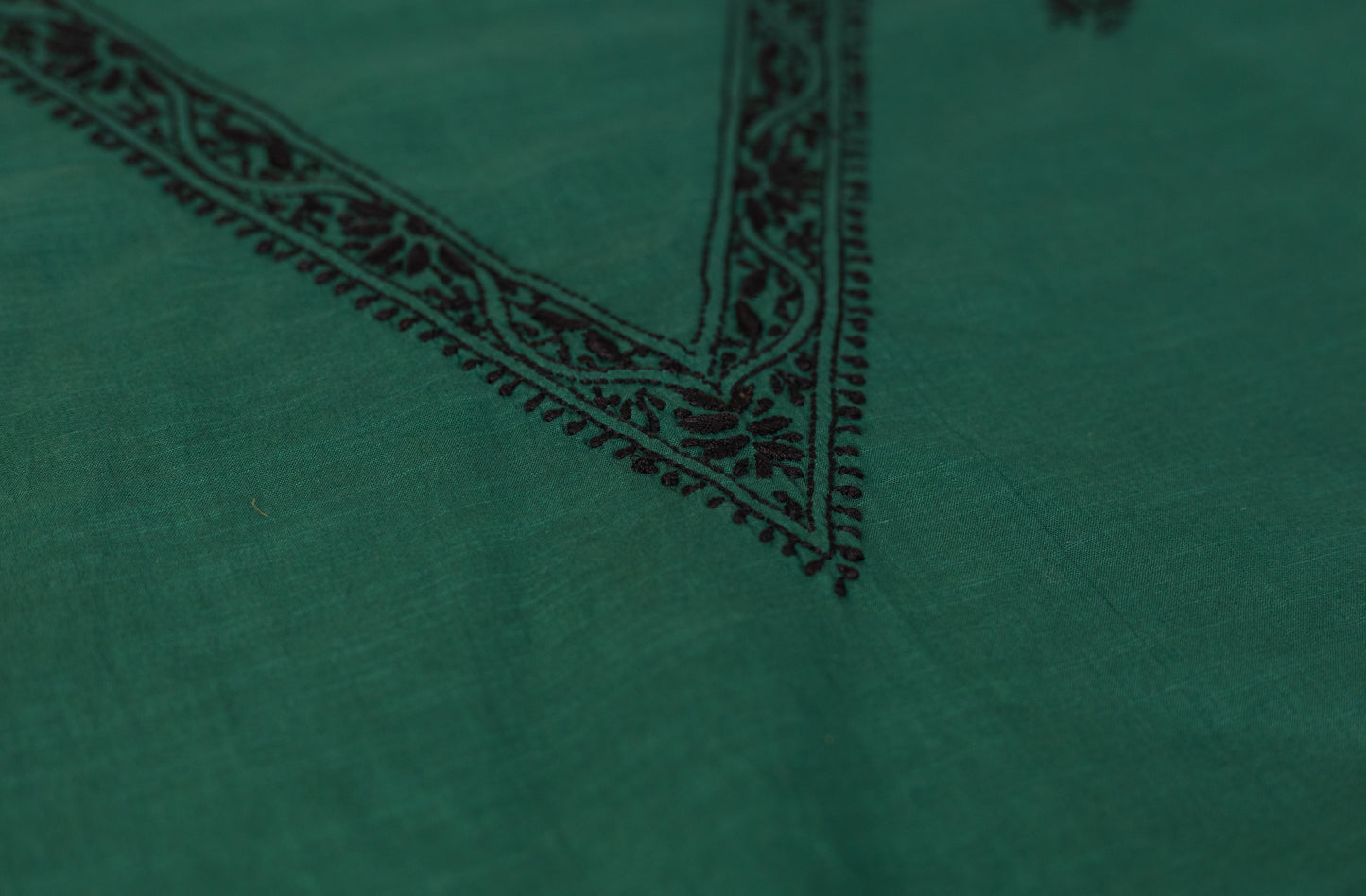 V Neck Peacock Green Chikankari Dress material