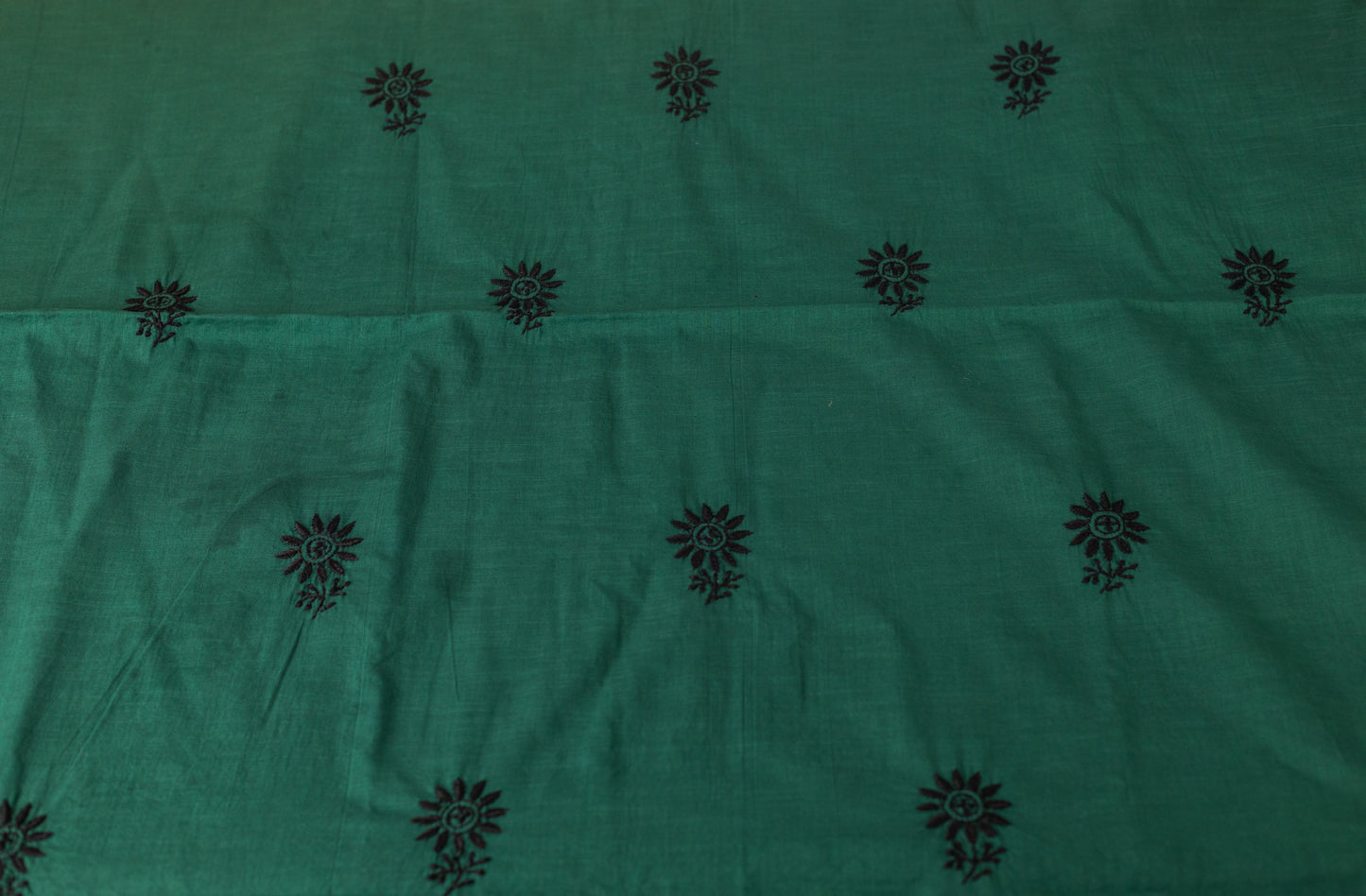 V Neck Peacock Green Chikankari Dress material