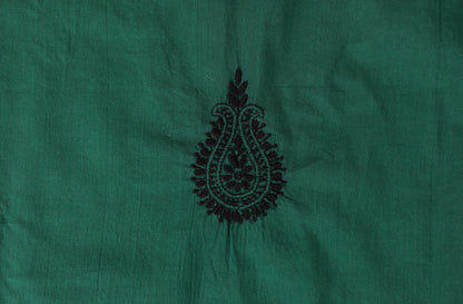 V Neck Peacock Green Chikankari Dress material