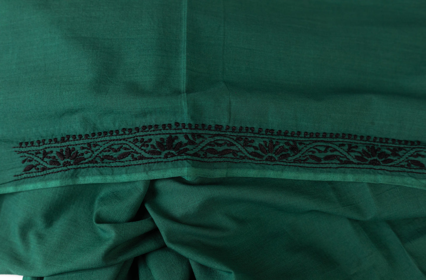 V Neck Peacock Green Chikankari Dress material