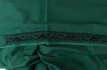 V Neck Peacock Green Chikankari Dress material