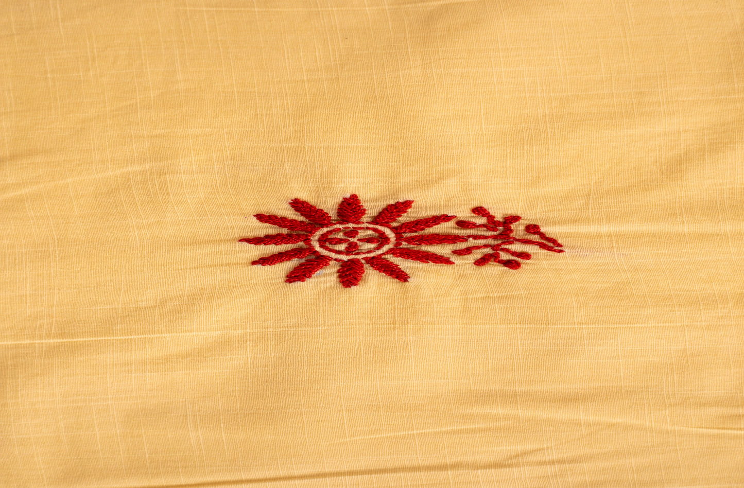V Neck Maroon embroidered Cream Chikankari Dress material