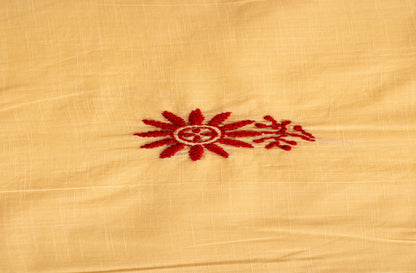 V Neck Maroon embroidered Cream Chikankari Dress material