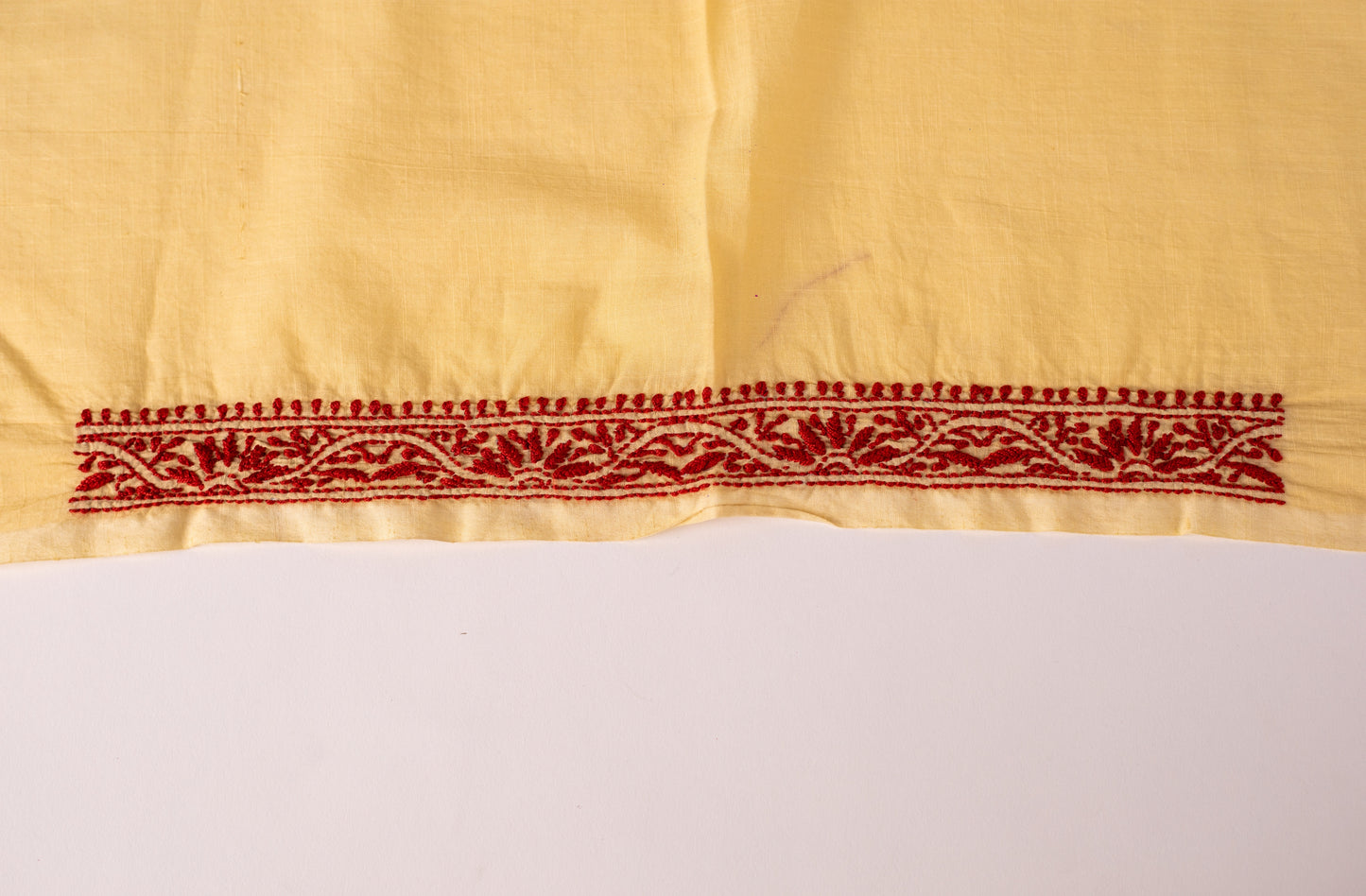 V Neck Maroon embroidered Cream Chikankari Dress material
