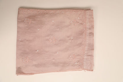 'Roseatte Whisper'  Mauve Pink Mul Chanderi Embellished Semi-Stitched Chikankari Co-ord Set