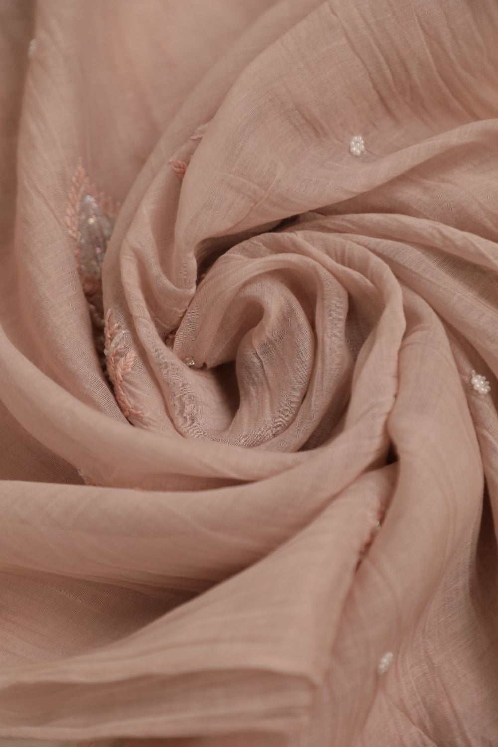 'Roseatte Whisper'  Mauve Pink Mul Chanderi Embellished Semi-Stitched Chikankari Co-ord Set