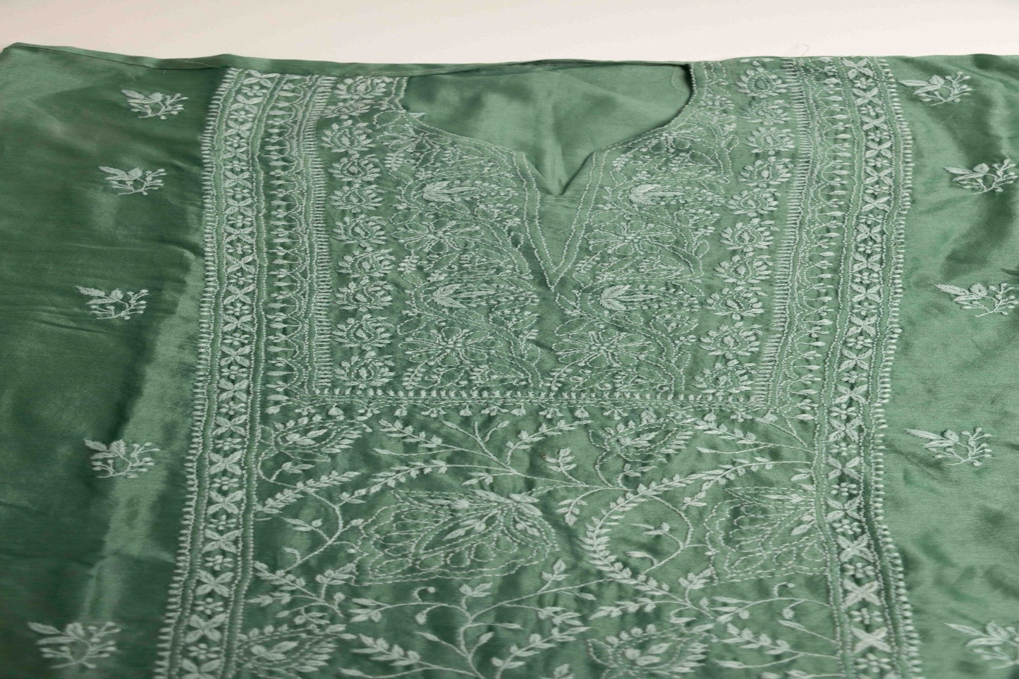 Deep Jade Green  Cotton Silk Semi-Stitched Chikankari Co-ord Set