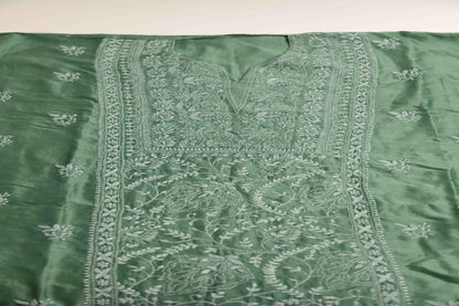 Deep Jade Green  Cotton Silk Semi-Stitched Chikankari Co-ord Set