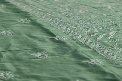 Deep Jade Green  Cotton Silk Semi-Stitched Chikankari Co-ord Set