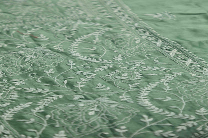 Deep Jade Green  Cotton Silk Semi-Stitched Chikankari Co-ord Set